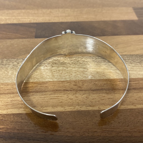 Vintage Abalone Stone 925 Sterling Cuff Bracelet - Picture 6 of 12